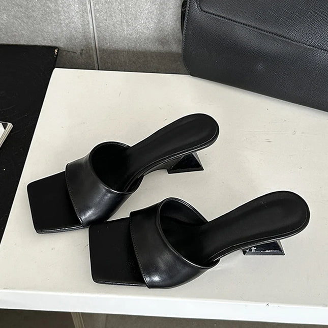 PU Leather Slides Sandals Pumps - VOLDRI