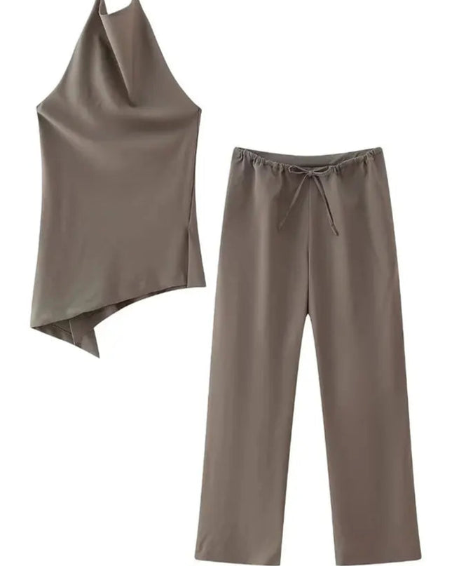 Asymmetric Tank Top + Drawstring Trousers