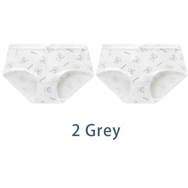 2PCS Bow Mid Waist Underpants Underwear - VOLDRI