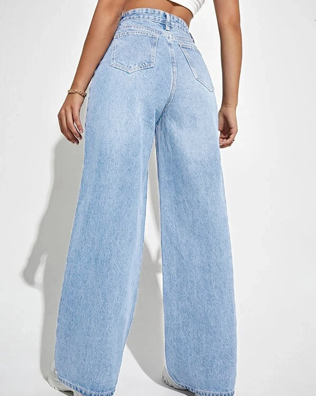 Denim wide leg pants