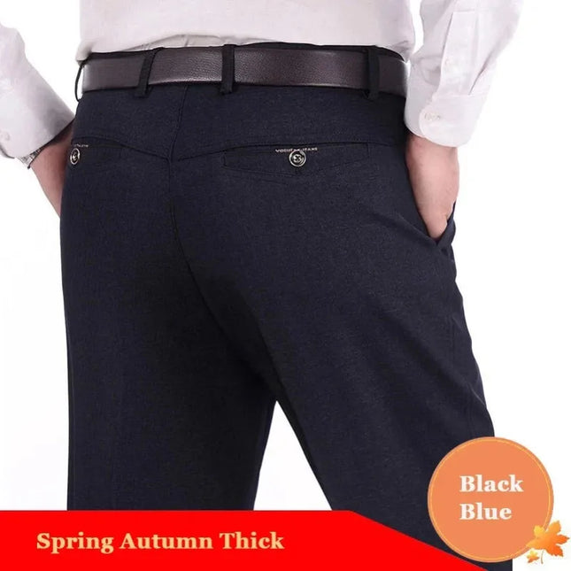 Men's Casual Business Suit Pants Men Mid Full Length Soft Trim Brand Work Trousers Regular Straight Black Gray Large Size 28-40 -   | Stylish & Elegant Fashion by Voldri