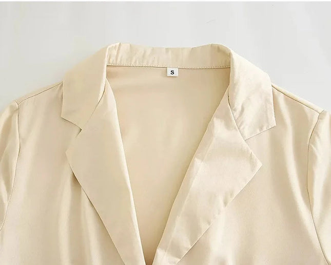 Casual Satin Beige Tops - VOLDRI