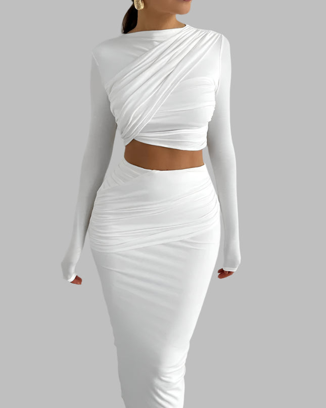 Hipster Full Sleeve Tops + High Waist Skirt - VOLDRI