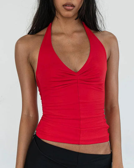 Tie Twisted Halter Crop Top - VOLDRI