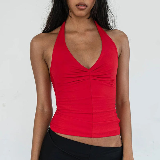 Tie Twisted Halter Crop Top - VOLDRI