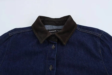 Denim Spliced Shirt - VOLDRI