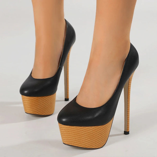 Woodiness Platform Pumps High Heels - VOLDRI