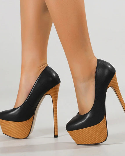 Woodiness Platform Pumps High Heels - VOLDRI