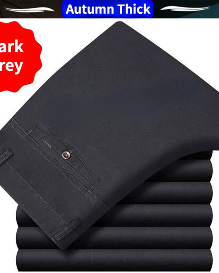 Men's Smart Business Office Pants 100% Cotton Autumn Thickened Summer Thin Solid Quick-Drying Brand Casual Work Trousers KOACUS -   | Stylish & Elegant Fashion by Voldri