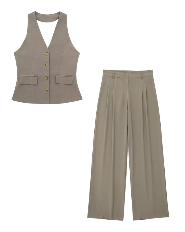 Halter Vest Tops + Pant Sets