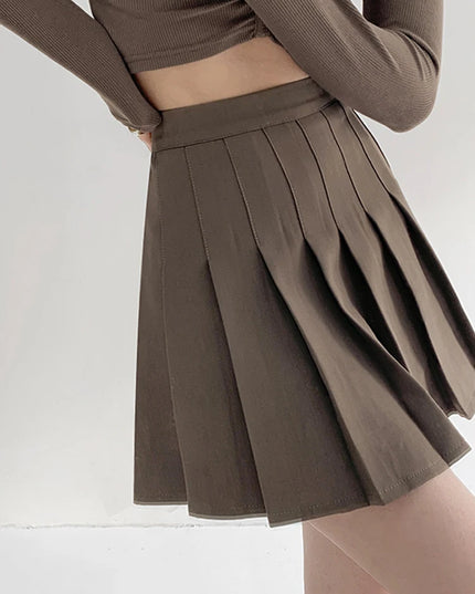 High Waist Pleated Skirt - VOLDRI