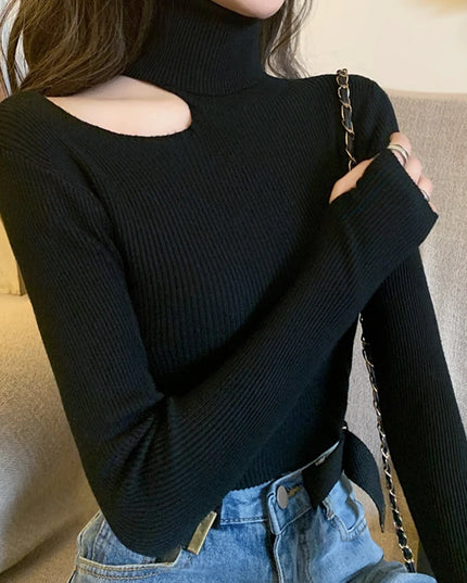 Off Shoulder Turtleneck Knitted - VOLDRI