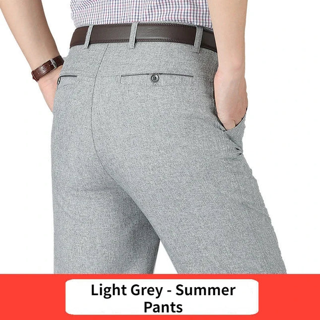 Voldri Men's Casual Suit Pants - Classic Stretch Trousers in Black/Gray -   | Stylish & Elegant Fashion by Voldri