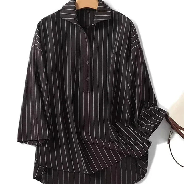 Striped  Office Lady Blouse - VOLDRI