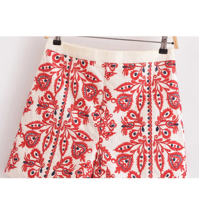 Vintage Casual Embroidery Shorts - VOLDRI