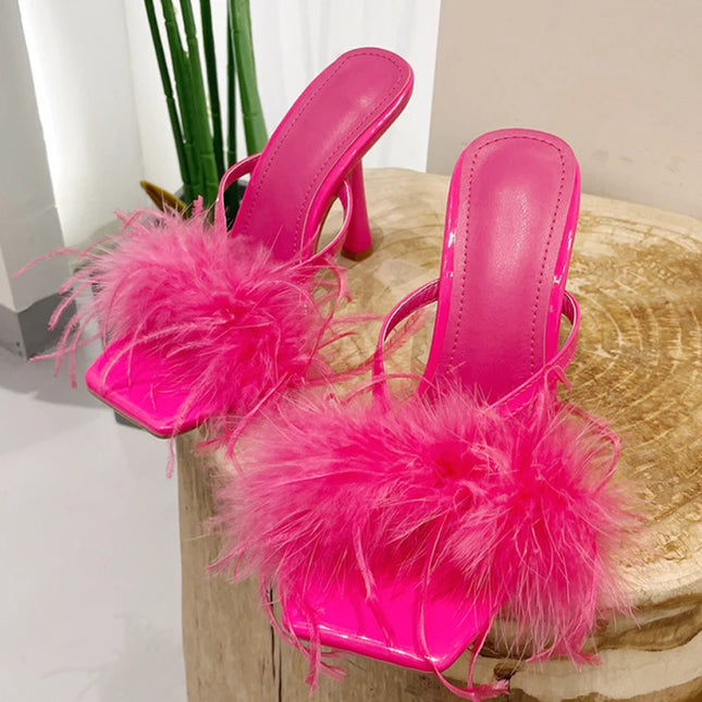 Yellow Fluffy Furry Slippers - VOLDRI