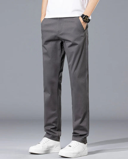 2026 Summer Clothing Smart Casual Men's Straight Cotton Stretch Pants Classic Letter Patches Lightweight mid-rise trousers -   | Stylish & Elegant Fashion by Voldri
