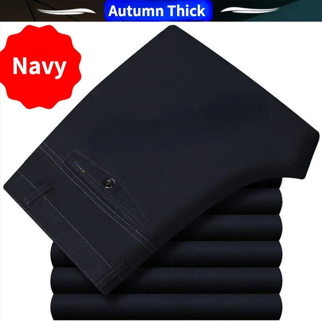 Men's Smart Business Office Pants 100% Cotton Autumn Thickened Summer Thin Solid Quick-Drying Brand Casual Work Trousers KOACUS -   | Stylish & Elegant Fashion by Voldri