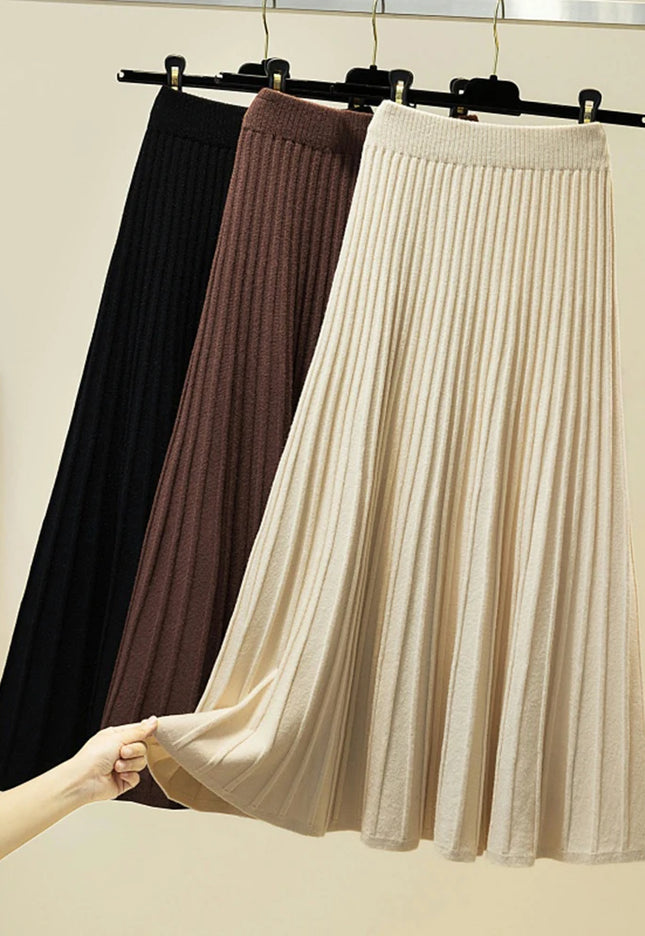 Thick Pleated Long Skirt - VOLDRI