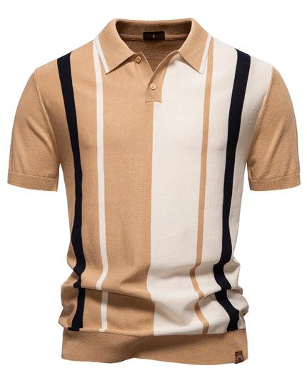AIOPESON Men's Striped Mesh Polo Shirt - Breathable Casual Style -   | Stylish & Elegant Fashion by Voldri