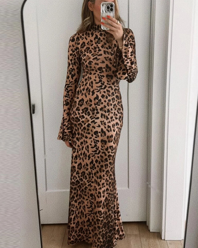 Leopard Print  Bodycon Long Dress - VOLDRI