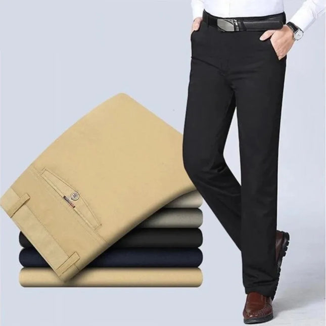 Voldri 100% Cotton Men's Casual Trousers - High Waist, Straight Fit -   | Stylish & Elegant Fashion by Voldri