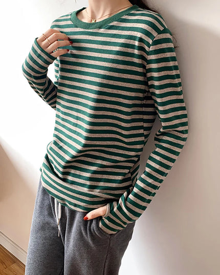 Basic  Casual Striped T-shirt - VOLDRI