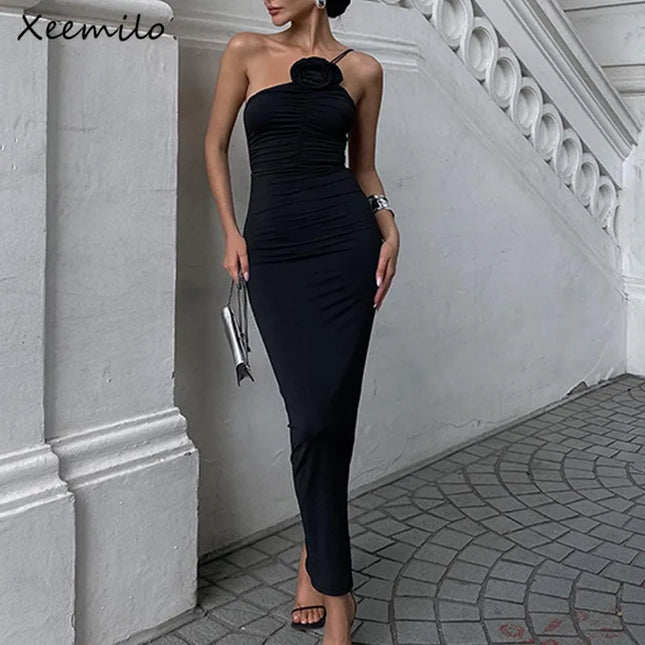 Aesthetic Oblique Strap  Prom Dresses