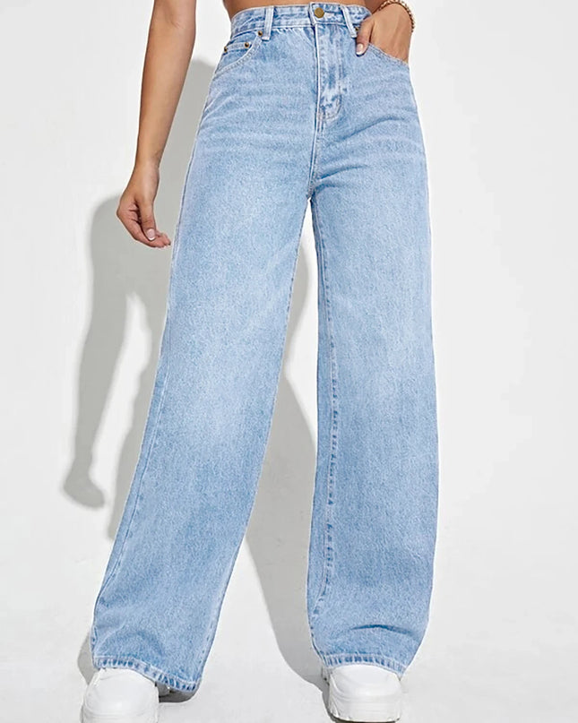 Denim wide leg pants