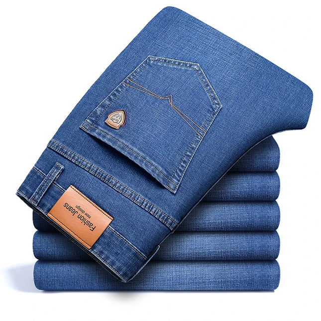 SHAN BAO Men's Stretch Denim Jeans - Classic Business Casual Fit -   | Stylish & Elegant Fashion by Voldri