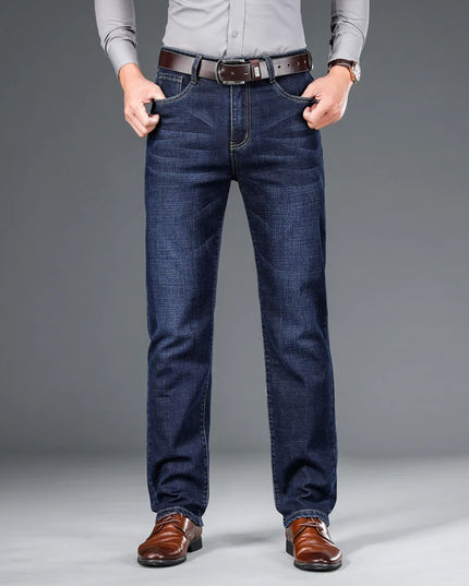 SHAN BAO Men's Stretch Denim Jeans - Classic Business Casual Fit