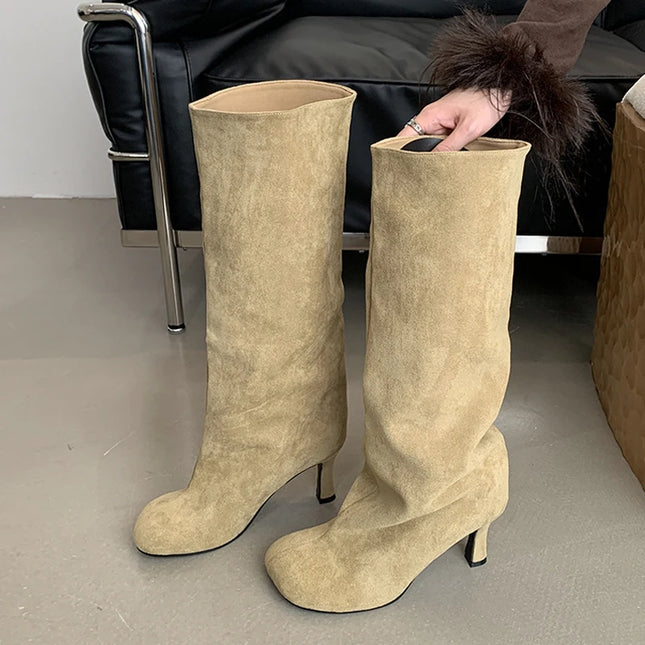 Square Toe Knee High Boots - VOLDRI