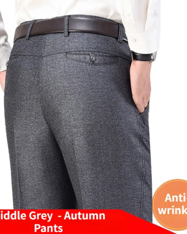 Voldri Men's Casual Suit Pants - Classic Stretch Trousers in Black/Gray -   | Stylish & Elegant Fashion by Voldri