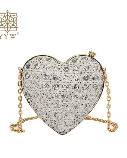 Rhinestone Love Heart Clutch - VOLDRI