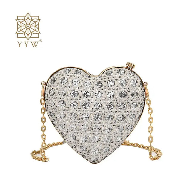 Rhinestone Love Heart Clutch - VOLDRI