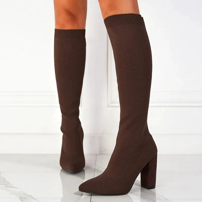 Fabric Knee High Boots - VOLDRI