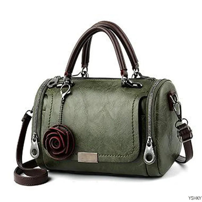 Flowers Pendant PU Handbag