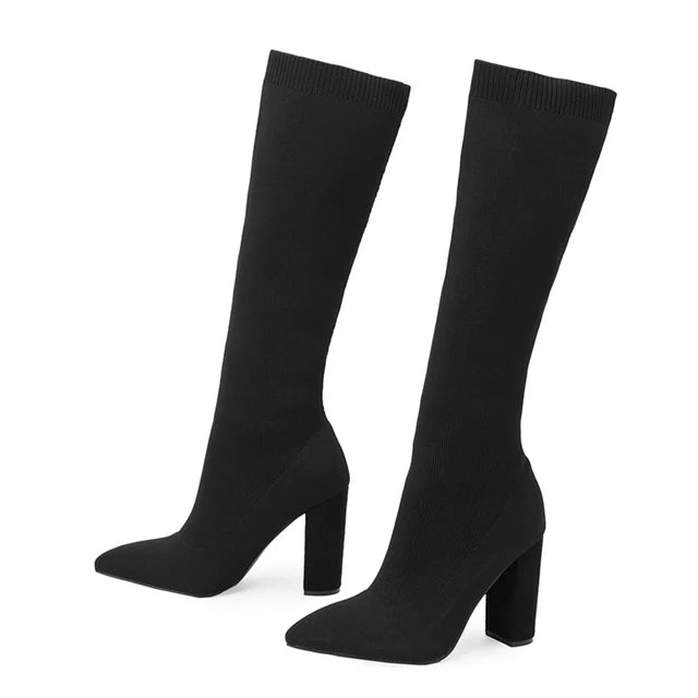 Fabric Knee High Boots - VOLDRI