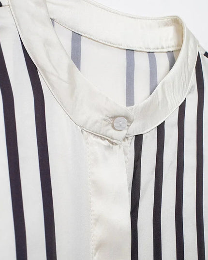 Vintage Casual Striped Blouse - VOLDRI