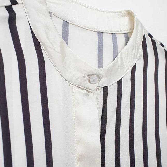 Vintage Casual Striped Blouse - VOLDRI