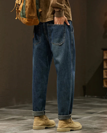 Men's 95% Cotton Jeans High Quality Loose Harem Pants Fashion Baggy Casual Outdoor Work Denim Pants Brand Men's Clothing -   | Stylish & Elegant Fashion by Voldri