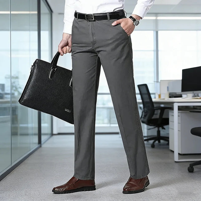 Voldri Men's 100% Cotton Business Pants - Quick-Drying, Office-Ready -   | Stylish & Elegant Fashion by Voldri