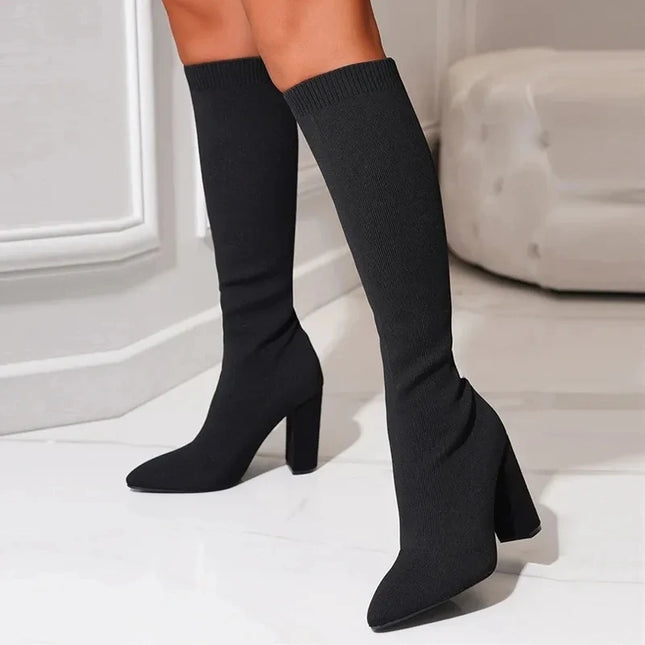 Fabric Knee High Boots - VOLDRI