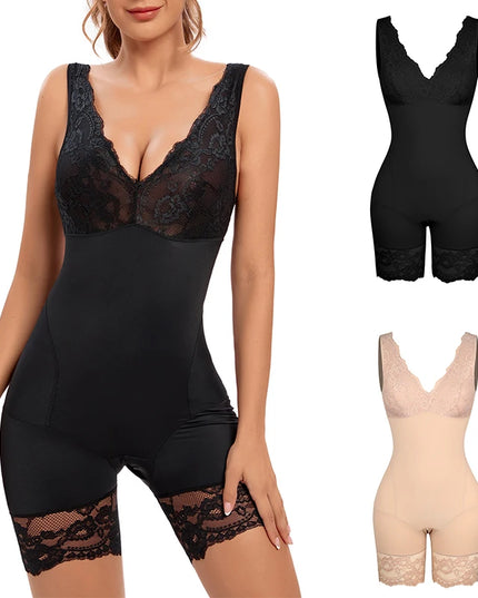 Full Body Shapewear V Neck Bodysuit - VOLDRI