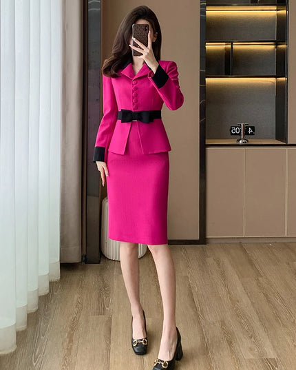 Blazer Two Piece Set Skirt Suit - VOLDRI