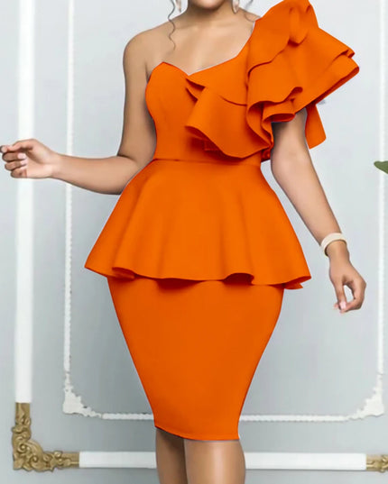 Peplum Ruffles  Sheath Gowns - VOLDRI