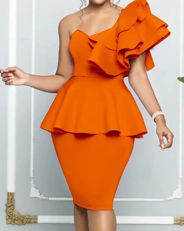 Peplum Ruffles  Sheath Gowns - VOLDRI