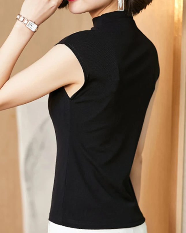 New Sleeveless  Turtleneck Tee Tops - VOLDRI