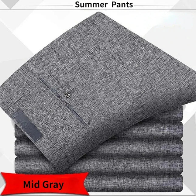 Men's Autumn Thick Summer Thin Casual Pants Straight Formal Long Trouser Adult Solid Color Flat Design Suit Pant Business KOACUS -   | Stylish & Elegant Fashion by Voldri