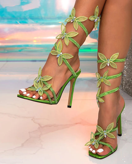 Crystal Butterfly Ankle Strap Sandals           S - VOLDRI